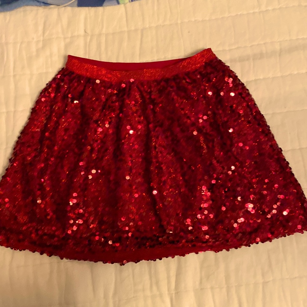 sparkly red skirt